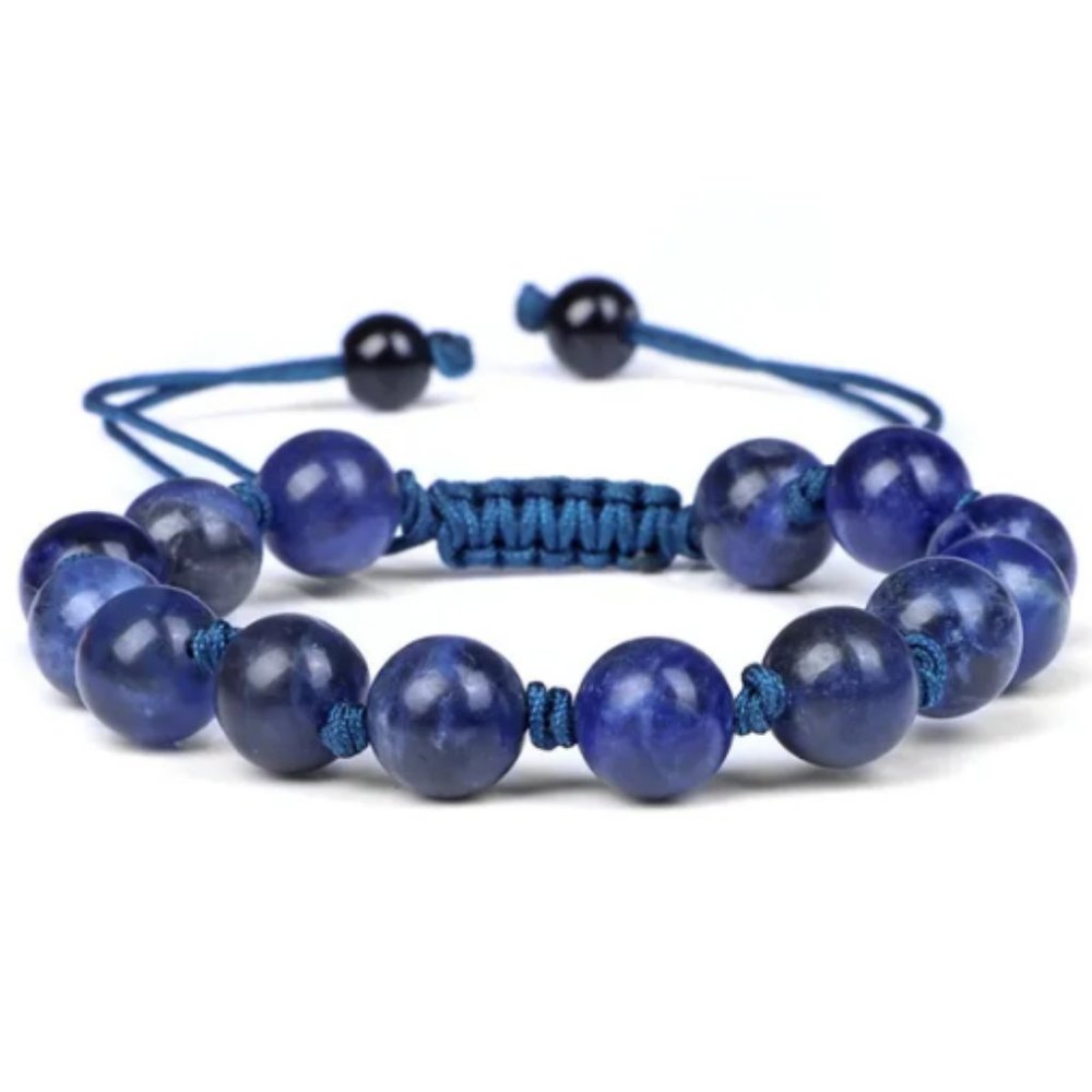 Blue Lapis Bracelet,Blue Stone Bracelet,Knotted Drawstring Bracelet